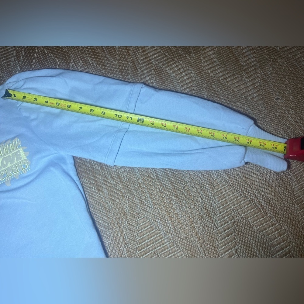Ganni Isoli Puff-Sleeve Love Club Sweatshirt,Open Back,Blue,Size XS - Picture 9 of 11